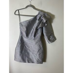 Karina Grimaldi Silver One-Shoulder Mini Dress